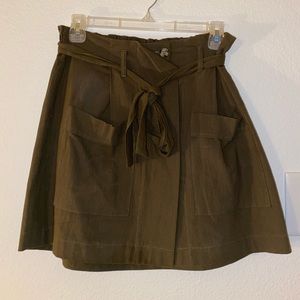 Army Green Skirt With Buttons and Tye